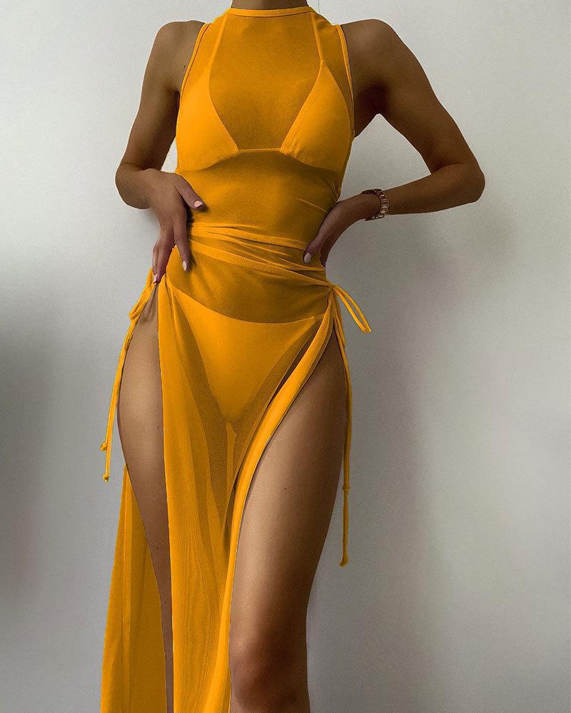 Damen Sportliches Maxikleid mit verstellbaren Seitenschnüren Drune