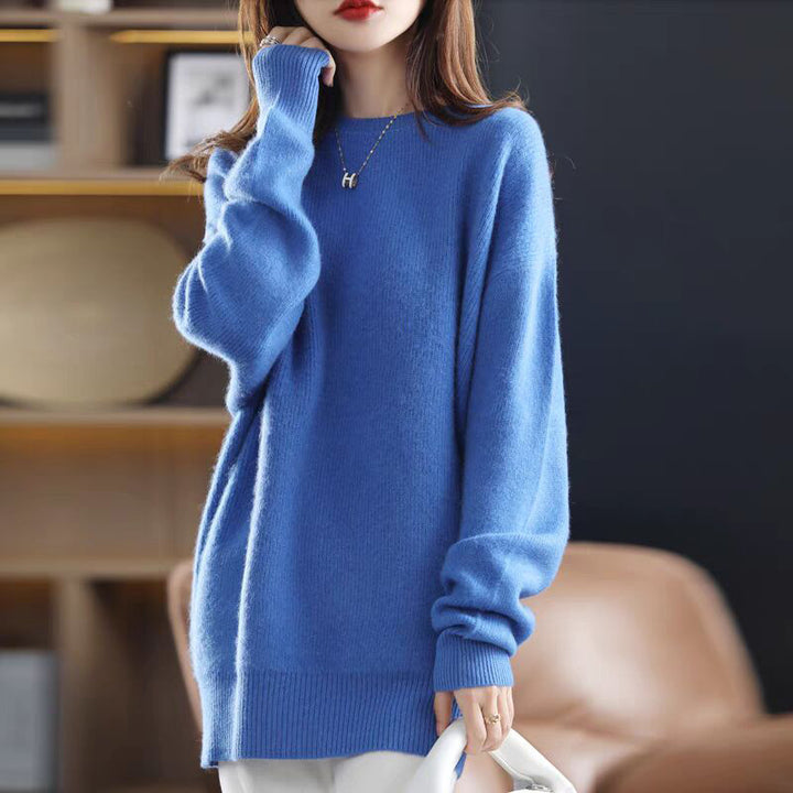 Damen Langer Strickpullover mit lässigem Schnitt Drune