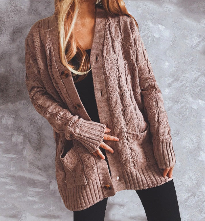 Damen Grobstrickjacke mit eleganten Knopfdetails und lässigem Schnitt Drune