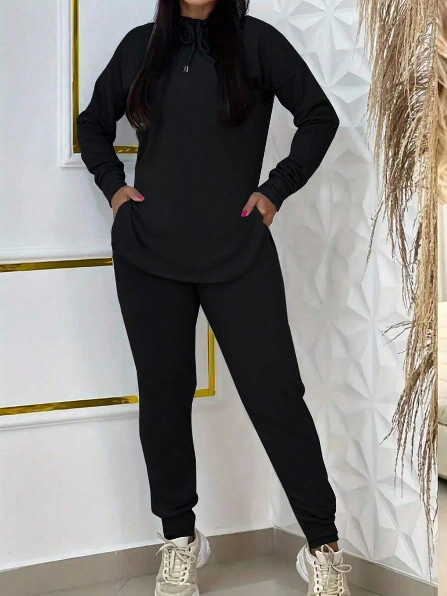 Damen Sportliches Lounge-Set mit Kapuze und praktischen Taschen Drune