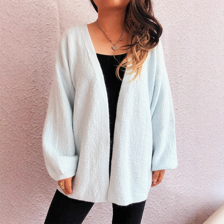 Damen lässige Strickjacke mit weitem Schnitt und voluminösen Ärmeln Drune