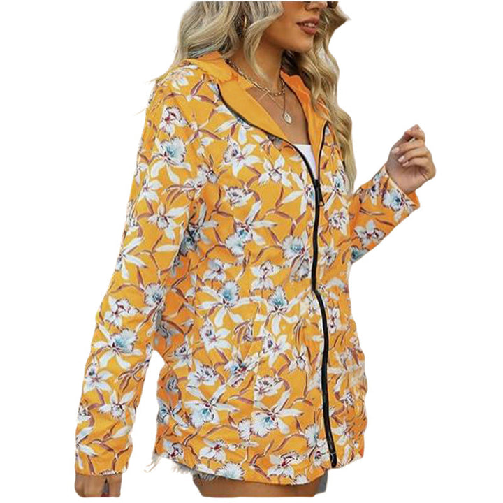 Damen leichte Übergangsjacke mit floralem Innenfutter Drune
