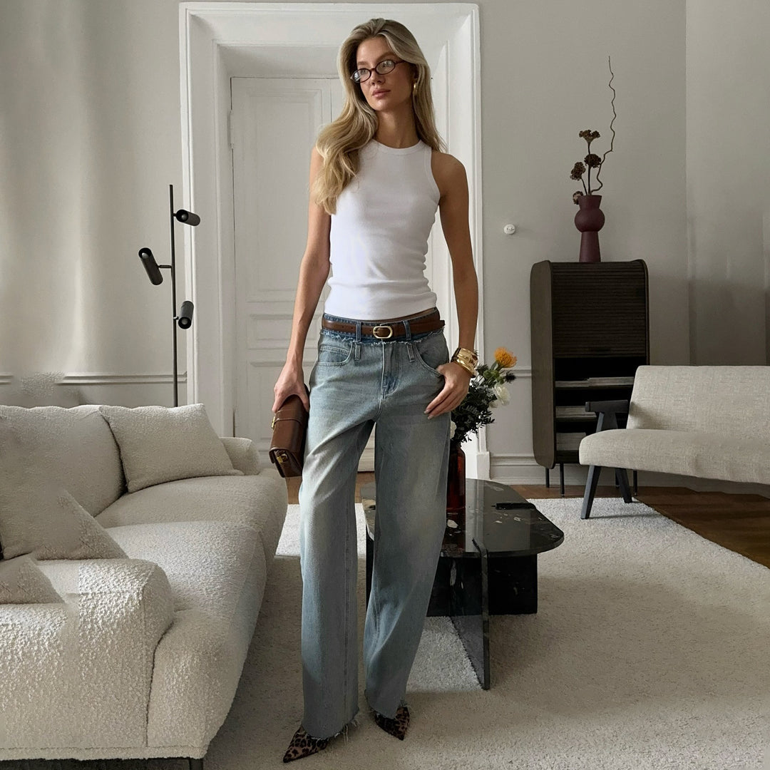 Damen High-Waist Jeanstyl Drune