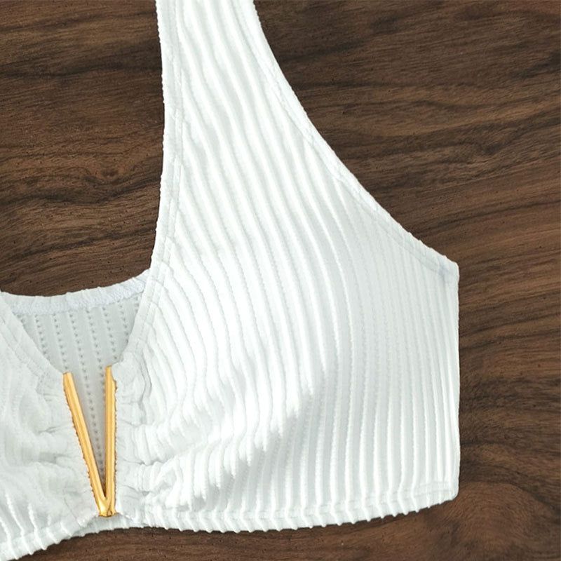 Damen Hochtailliertes Bikini-Set mit strukturiertem Oberteil Drune