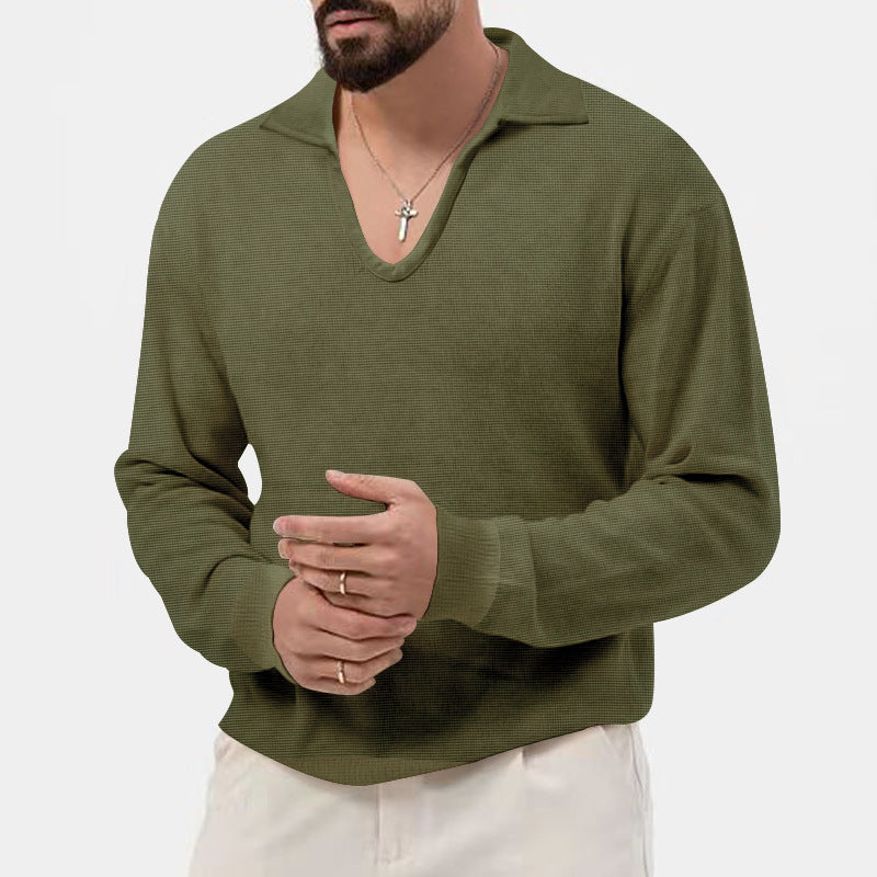 Herren eleganter Pullover mit V-Ausschnitt und strukturiertem Design Drune