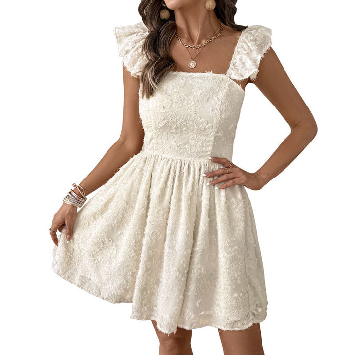 Damen charmantes Kurzkleid mit Rüschendetails und floralem Design Drune