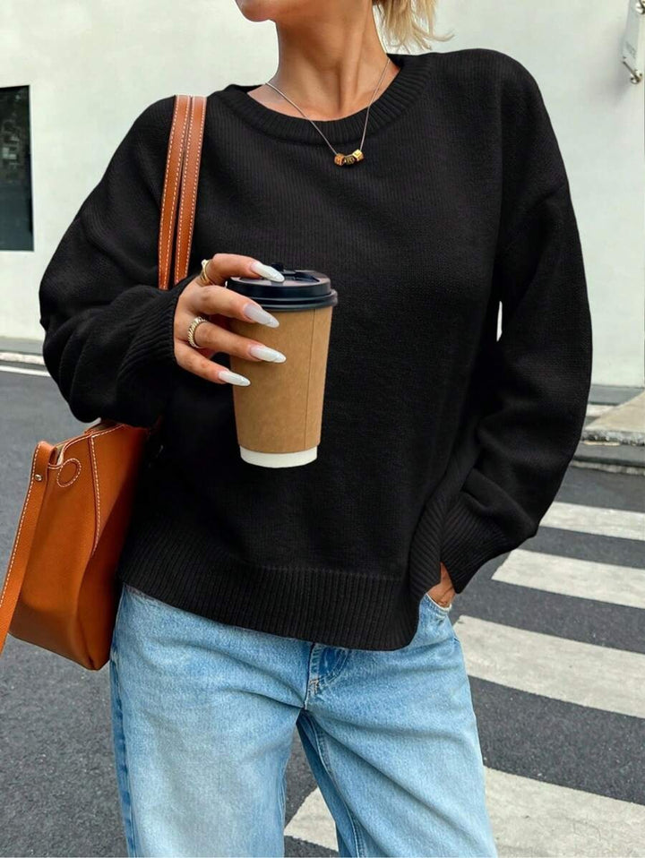 Damen Bequemer Pullover aus feiner Strickqualität mit zeitlosem Rundhalsausschnitt Drune