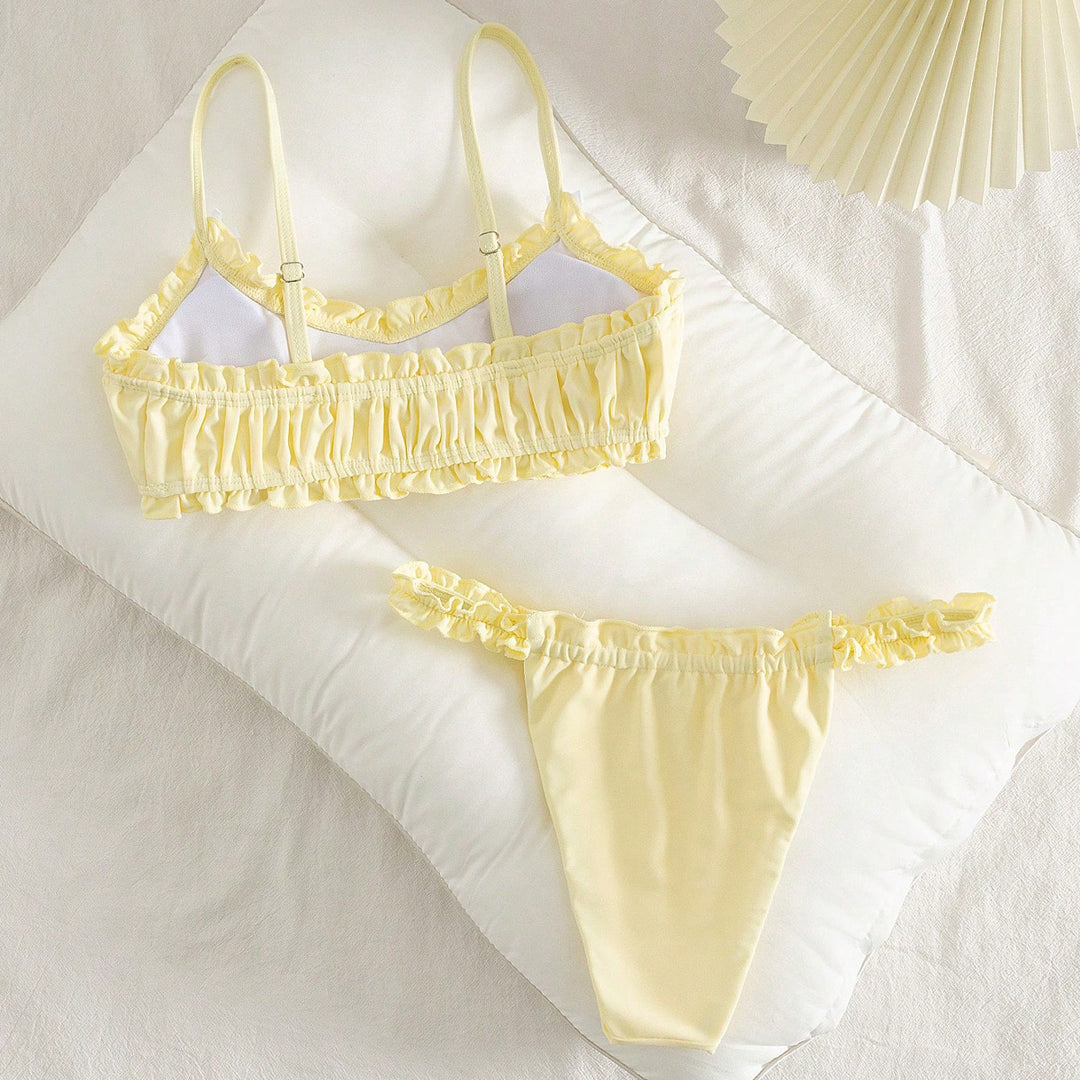Damen Rüschentop-Bikini mit charmanten Schleifendetails Drune