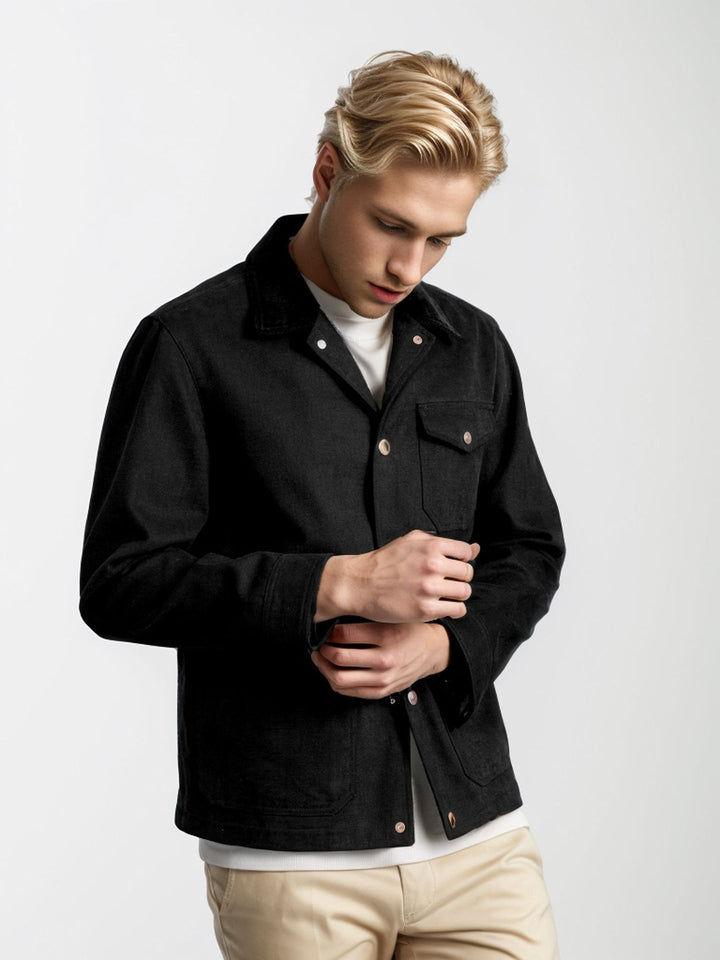 Herren modische Arbeitsjacke mit praktischem Kragen Drune