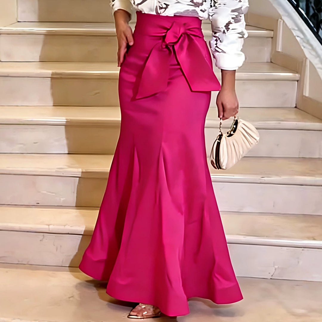 Damen Eleganter Maxi-Rock mit voluminösem Schleifenakzent Drune
