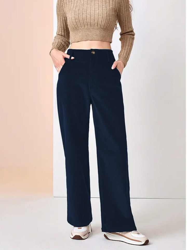 Damen Weit geschnittene Stoffhose mit hohem Bund und praktischen Taschen Drune