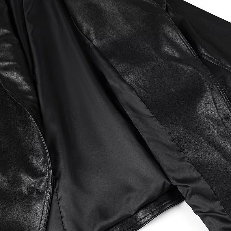Damen elegante Kunstlederjacke mit modischen Schnürdetails Drune