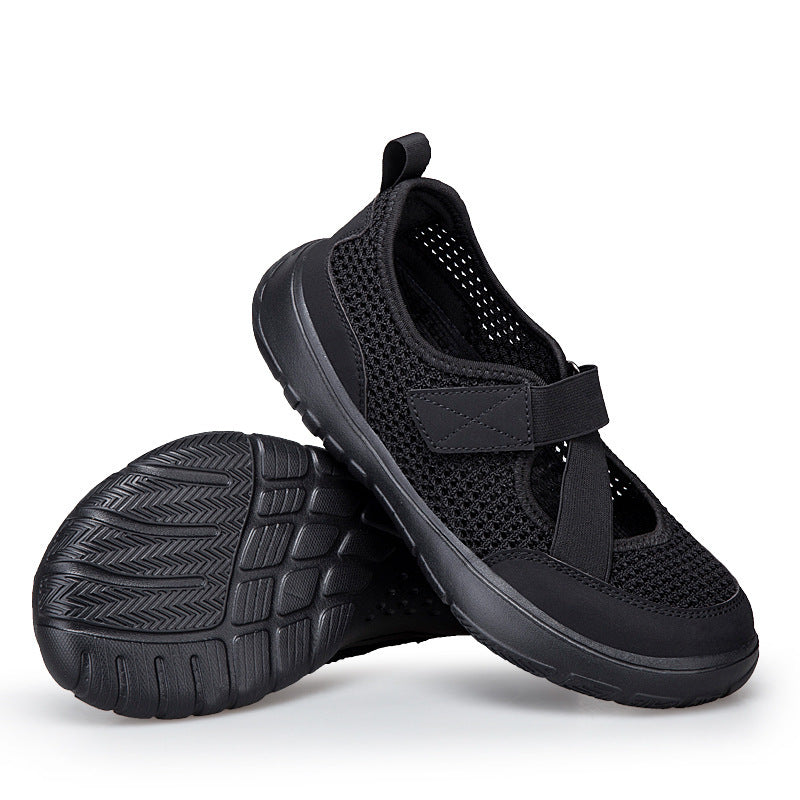 Damen nan atmungsaktive Strick-Riemchensneaker mit Klettverschluss gepolsterter Komfortsohle und flexibler Profillaufsohle Drune