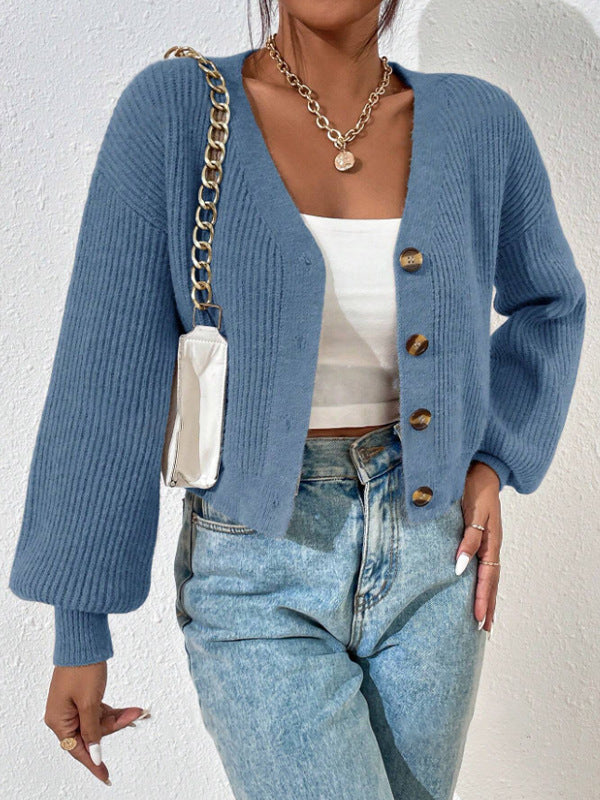 Damen Strickjacke mit strukturiertem Schnitt und dekorativen Knöpfen Drune