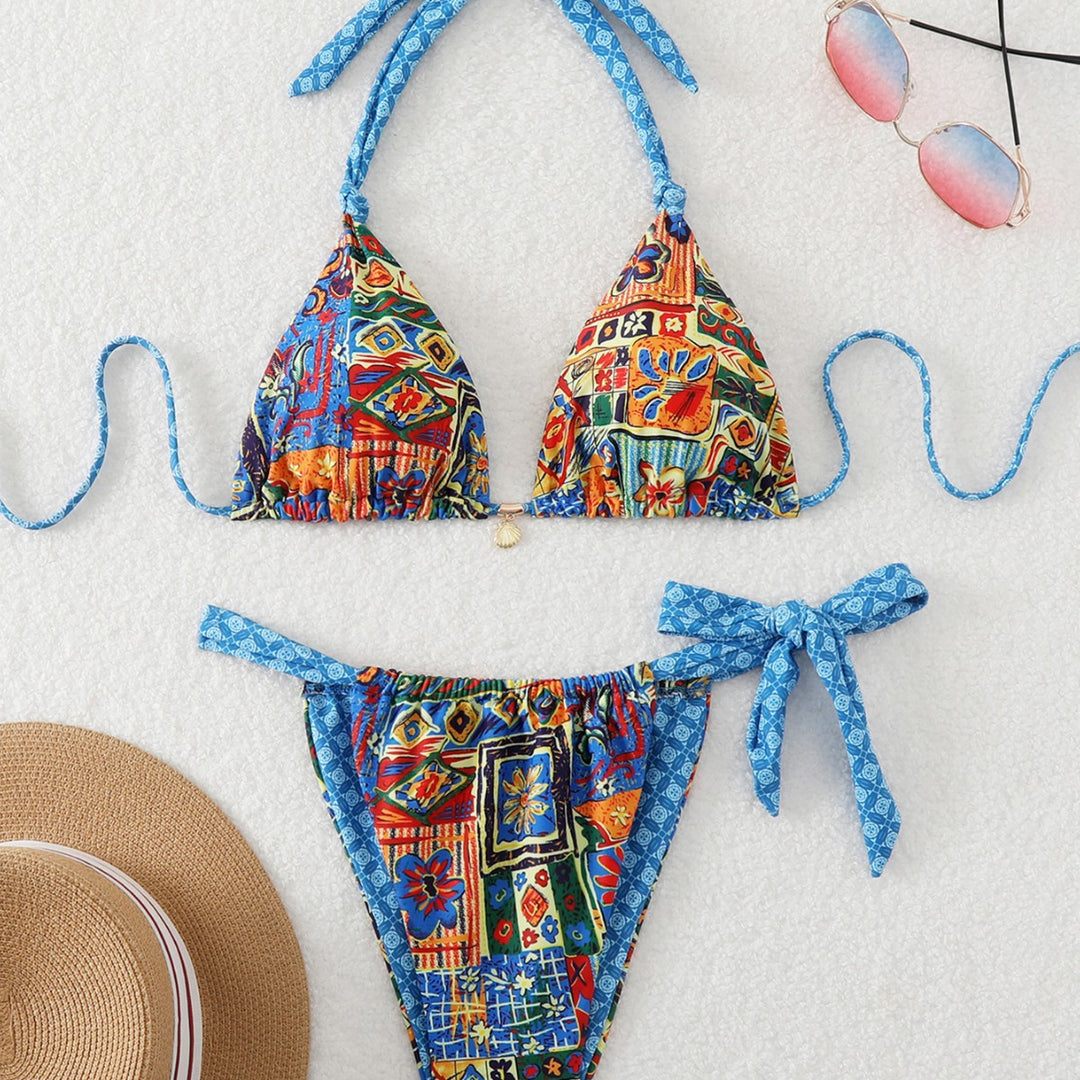 Damen Bikini-Set mit verspieltem Motiven und adjustablem Knoten Drune