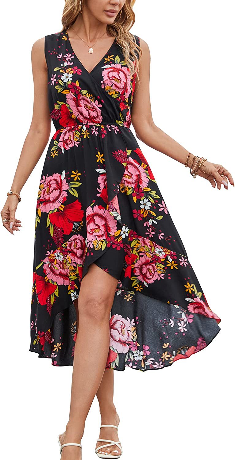 Damen Maxi- Kleid mit floralen Akzenten und schwingendem Saum Drune