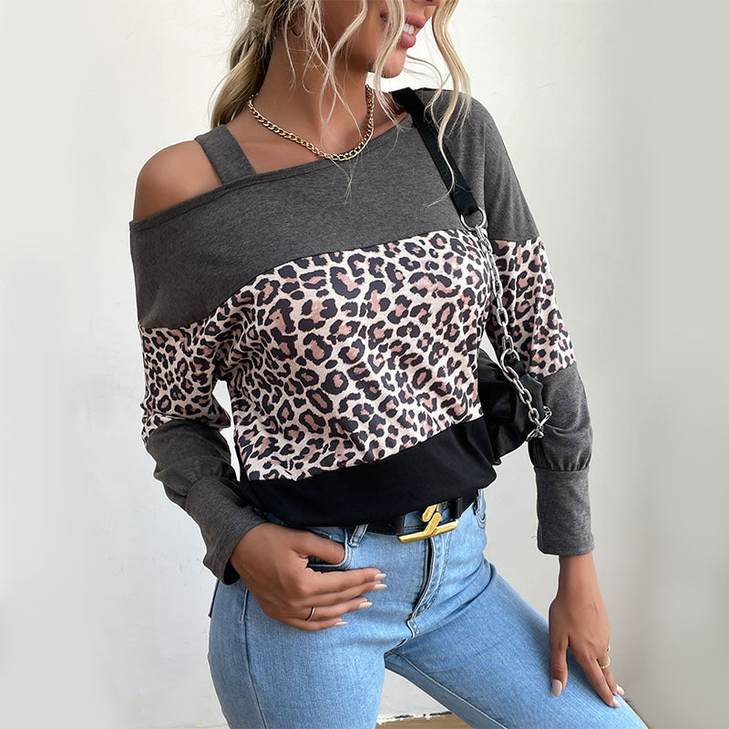 Damen Off-Shoulder Sweatshirt mit tierischem Print und lässigem Schnitt Drune