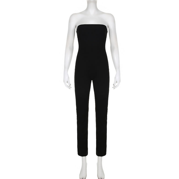 Damen langes Jumpsuit mit gerafftem Oberteil und weitem Bein Drune