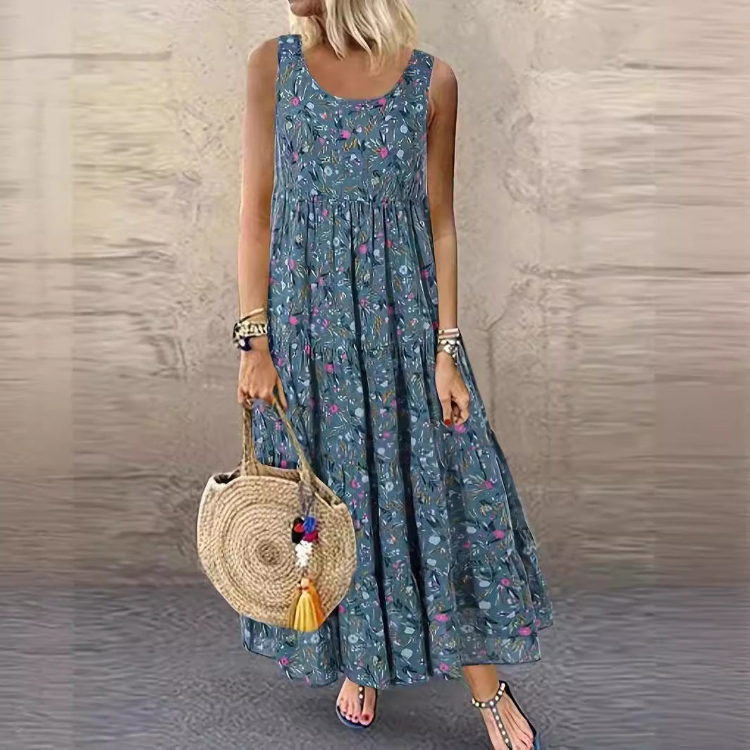 Damen Langes Freizeitkleid mit floralem Design Drune