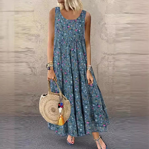 Damen Langes Freizeitkleid mit floralem Design Drune