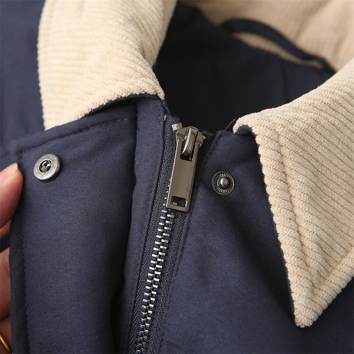 Damen gesteppte Übergangsjacke mit kontrastierendem Kragen und praktischen Taschen Drune