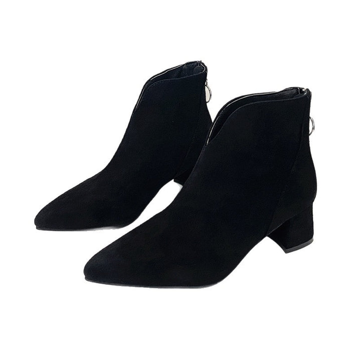 Damen nan spitze Ankleboots mit rückseitigem Zipperring und komfort-Blockabsatz Drune