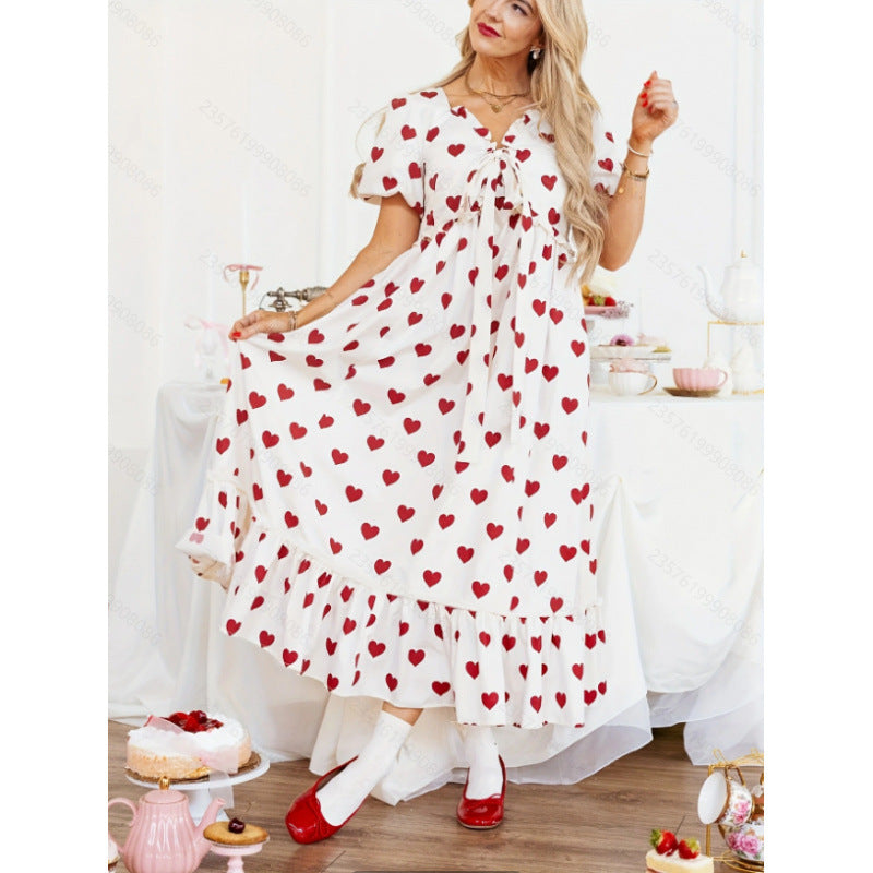 Damen Maxikleid mit Herzen Drune