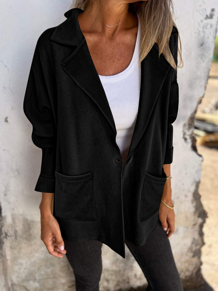 Damen modische Oversized-Blazerjacke mit praktischen Taschen Drune