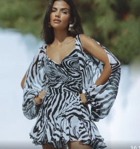 Damen luftiges Strandkleid mit asymmetrischem Chiffon und taillierter Silhouette Drune