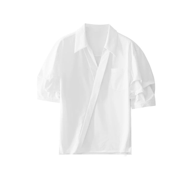 Damen Elegante Oversized Bluse aus hochwertigem Baumwollmix mit verdeckter Knopfleiste Drune