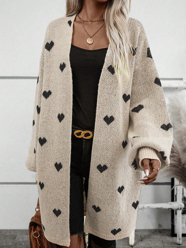 Damen Strickjacke mit Herzmuster und lässiger Passform Drune