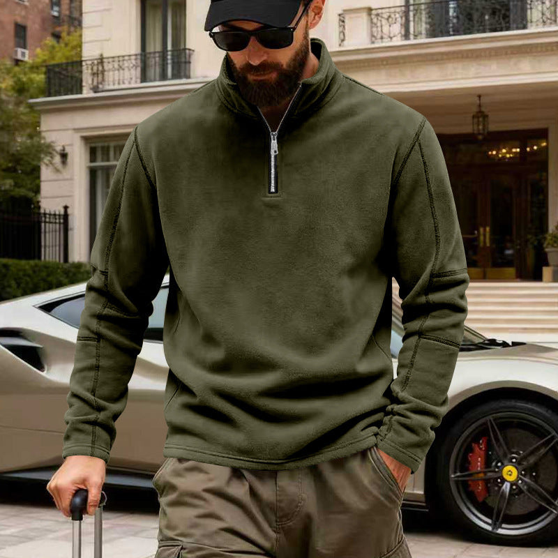 Herren nan Halbzip-Fleecepullover mit Stehkragen, verstärkten Nähten und reiseoptimiertem Schnitt Drune