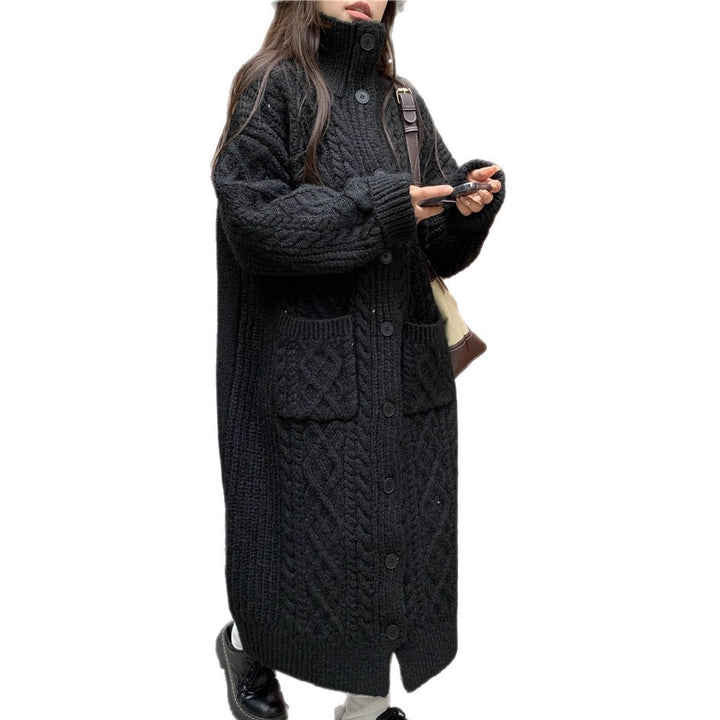 Damen Grobstrick-Knopfmantel mit eleganter Zopfmusterung und praktischen Taschen Drune