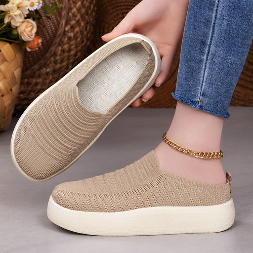 Damen nan gestrickter Slip-On Plateau-Sneaker mit sockenähnlichem Schaft, elastischem Einstieg und stoßdämpfender Leichtsohle Drune