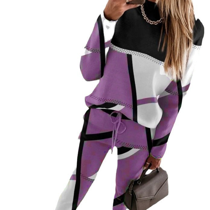Damen nan gemustertes Freizeit-Set aus Sweatshirt und Jogginghose Drune