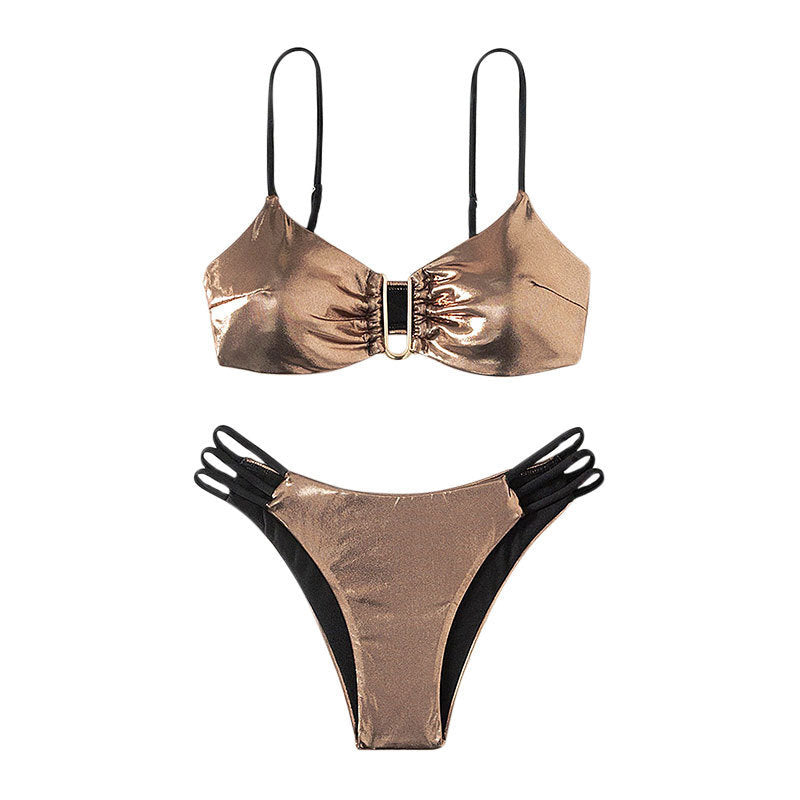 Damen Triangel-Bikini mit verspiegeltem Design und verstellbaren Trägern Drune
