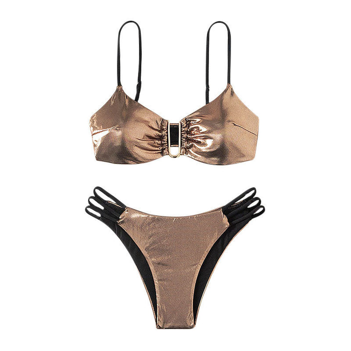 Damen Triangel-Bikini mit verspiegeltem Design und verstellbaren Trägern Drune