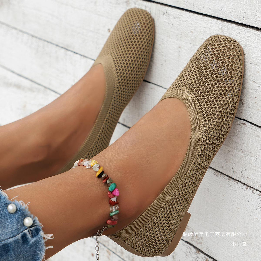 Damen Atmungsaktive Ballerinas mit modernem Lochdesign Drune