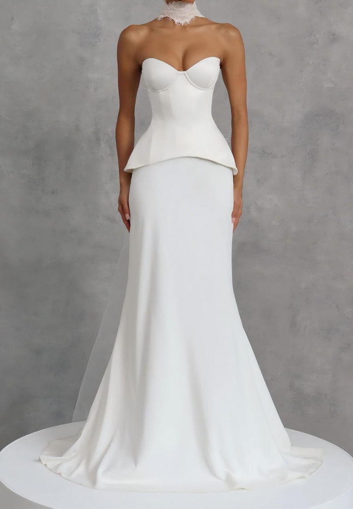 Damen Figurbetontes Brautkleid mit Peplum-Silhouette Drune