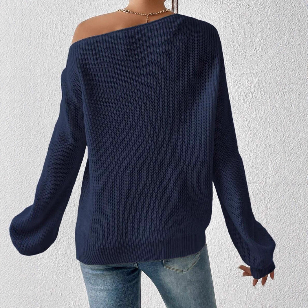 Damen Oversized Strickpullover mit weiten Ärmeln und lässigem Design Drune