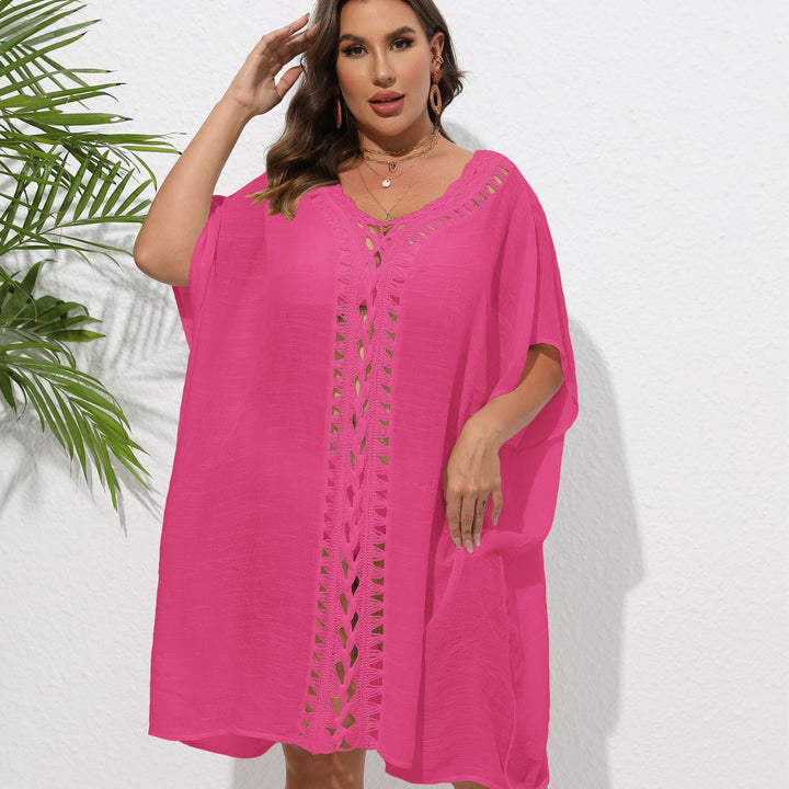 Damen Luftiger Strandkimono mit dekorativer Häkelspitze Drune