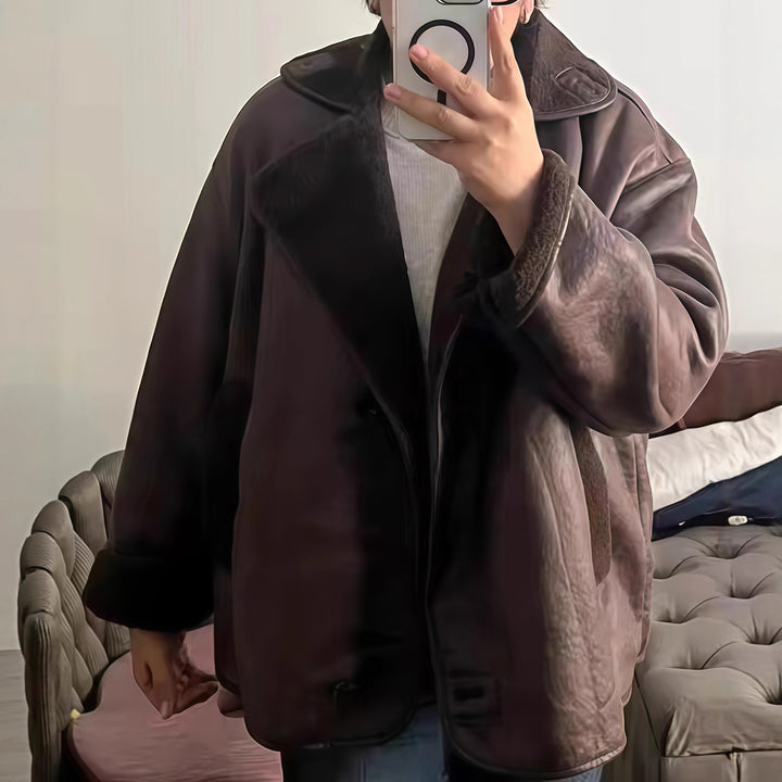 Damen elegante Oversized-Jacke mit weichem Futter und raffinierter Struktur Drune