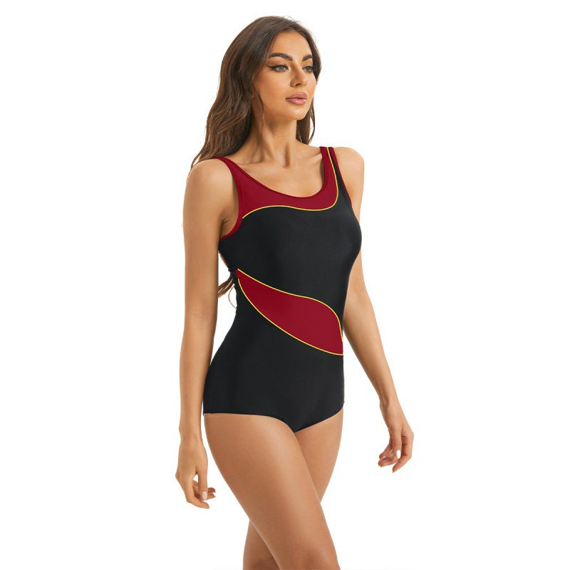 Damen Sportlicher Einteiler Badeanzug mit modernem Farbdesign Drune