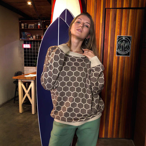 Damen Pullover mit exklusivem Wabenmuster und komfortablem Schnitt Drune