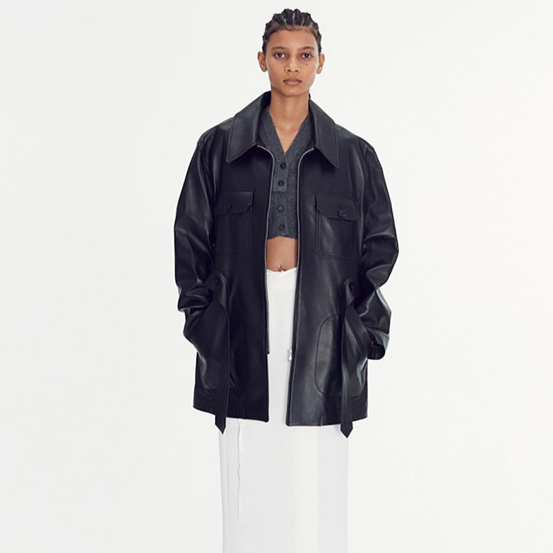 Damen oversized Kunstlederjacke Drune