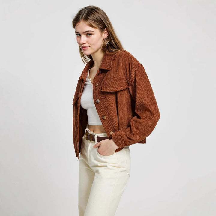 Damen Cord-Jacke mit praktischen Taschen im lässigen Schnitt Drune
