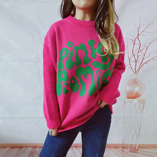 Damen lässiger Pullover mit großflächiger Schriftzug-Applikation Drune