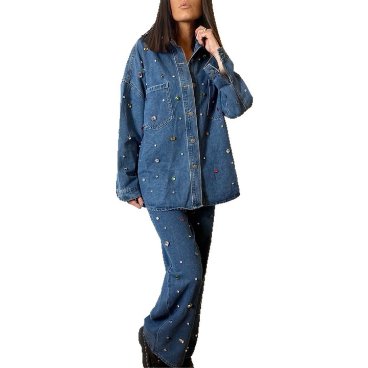 Damen Denim-Set mit bunten Applikationen und weitem Schnitt Drune