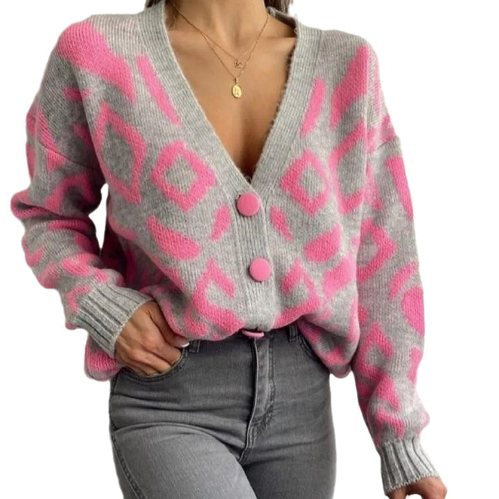 Damen modische Strickjacke mit auffälligem Tiermuster und weichem Griff Drune