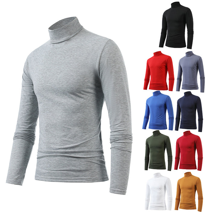 Herren nan schlankes Rollkragen-Langarmshirt aus feinem Baumwoll-Stretch Slim Fit Drune